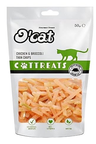 PETS EMPIRE O'Cat Chicken and Broccoli Thin Chips Snacks, Healthy Cat Treats